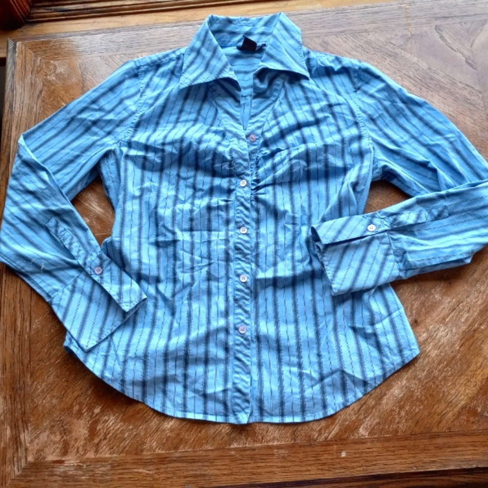 Blue Striped Button Down EUC!!!!